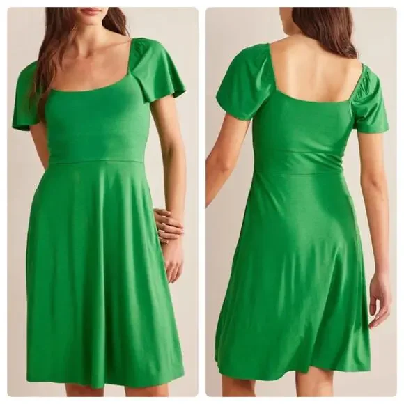 Boden Square Neck Green Jersey Mini Dress US 2 - Picture 1 of 10